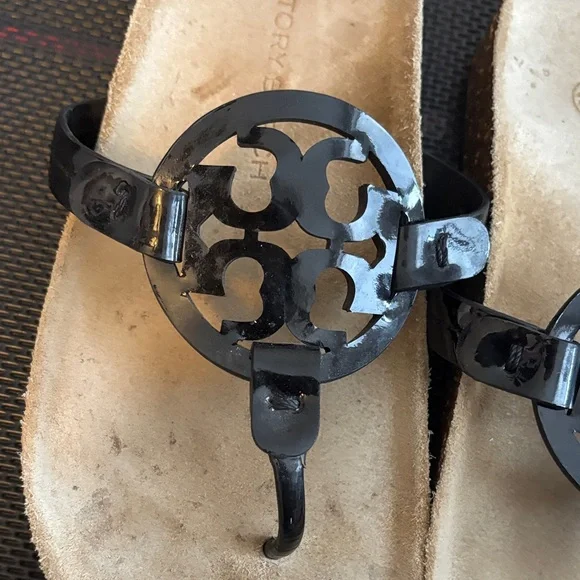 Tory Burch Black and Tan Slide Sandals - Picture 3 of 4